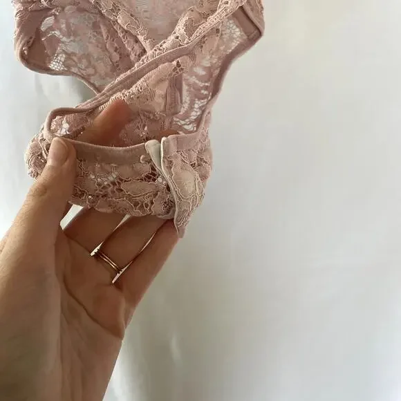 Pink lace lingerie teddy padded cups full coverage women's size XS - Picture 5 of 6